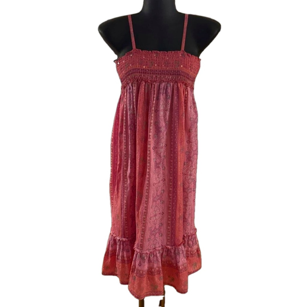 Size 7 Justice Pink Floral Paisley Print Full Length Lined Halter Maxi Dress - Picture 1 of 15